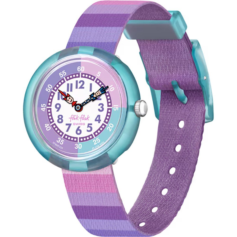 Flik Flak 3+ Story Time FBNP225 Stripy Purple Horloge