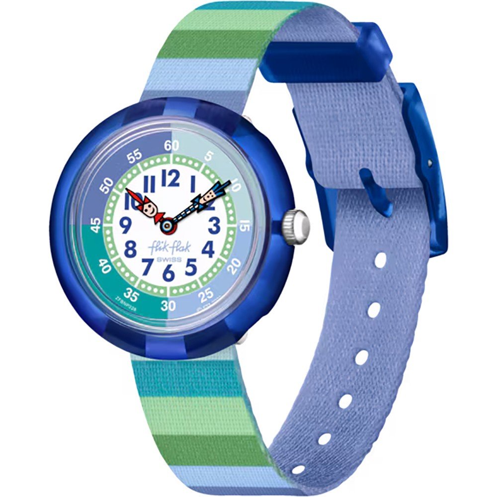 Flik Flak 5+ Power Time FBNP226 Stripy Green Horloge