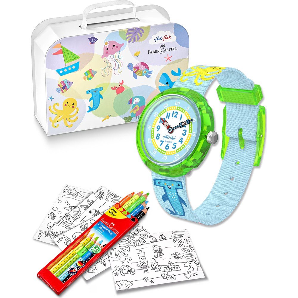 Flik Flak 3+ Story Time FBNP232 Color in neon Horloge