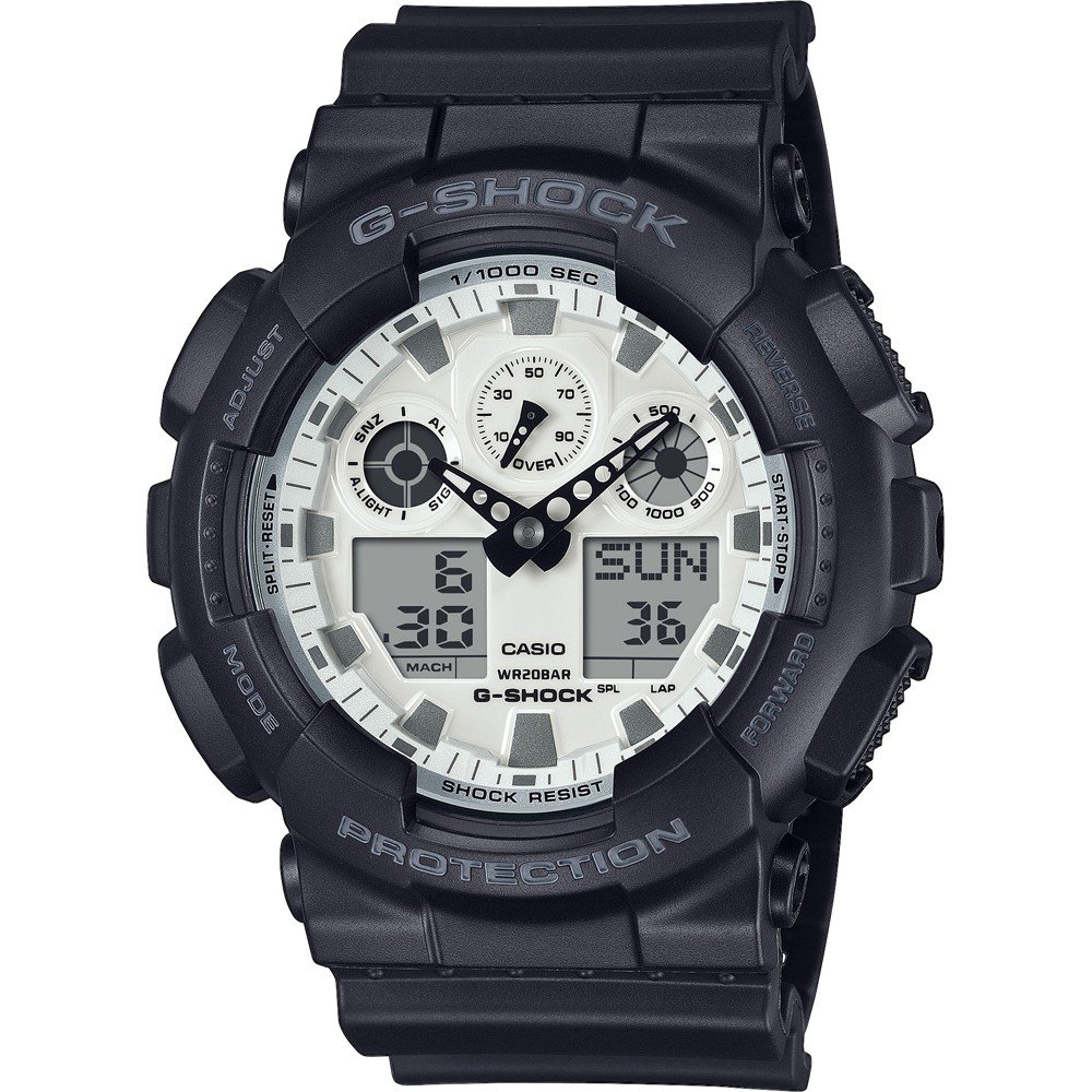 G-Shock Classic Style GA-100WD-1AER Black Brilliant White Horloge