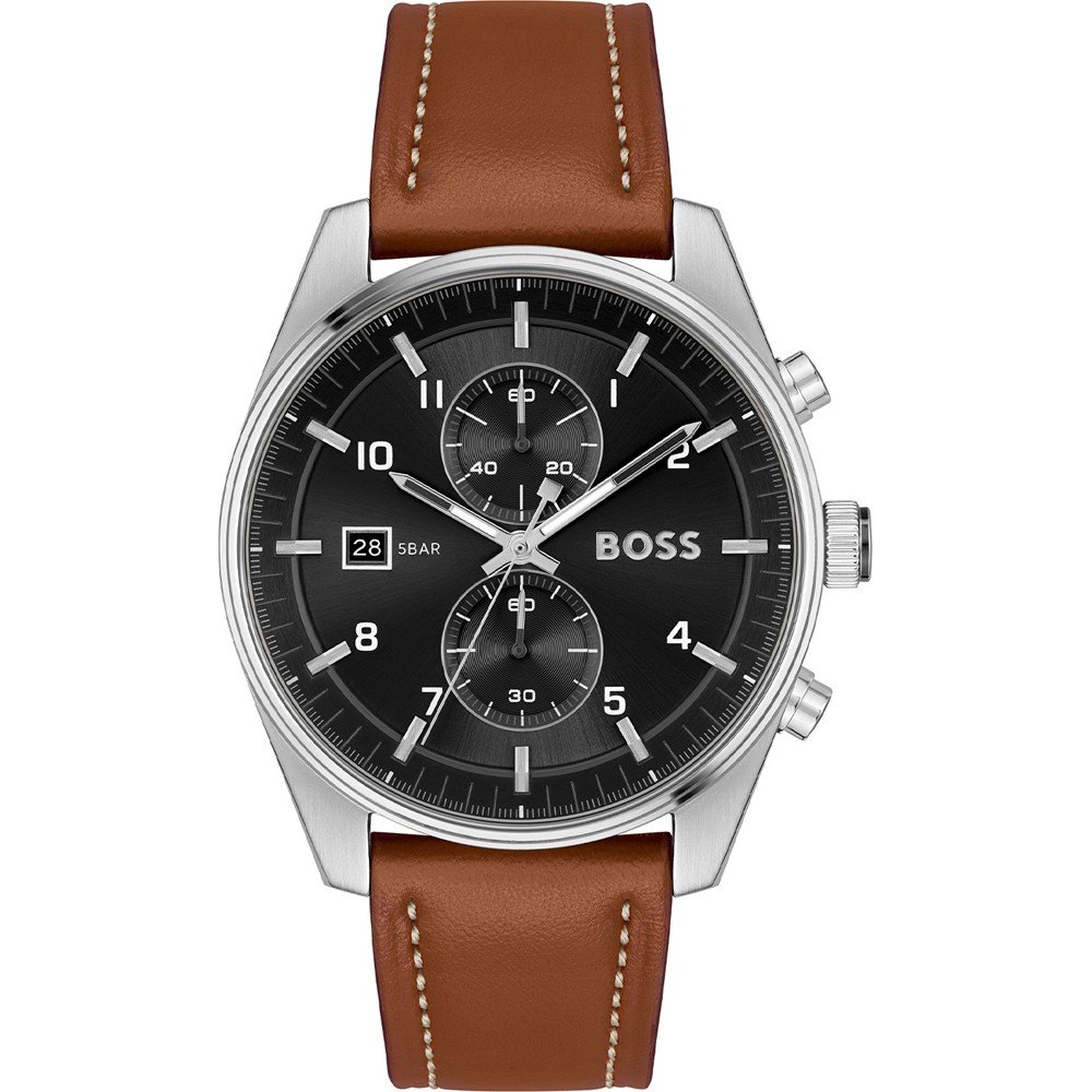 Hugo boss horloge leren band sale