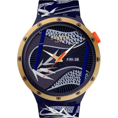 Swatch Big Bold SB05Z700 Blue and golden lithe dancer Horloge